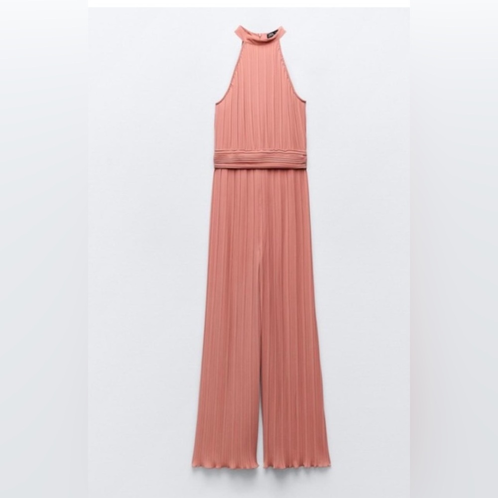 Zara rose colored halter jumpsuit size L new with tags